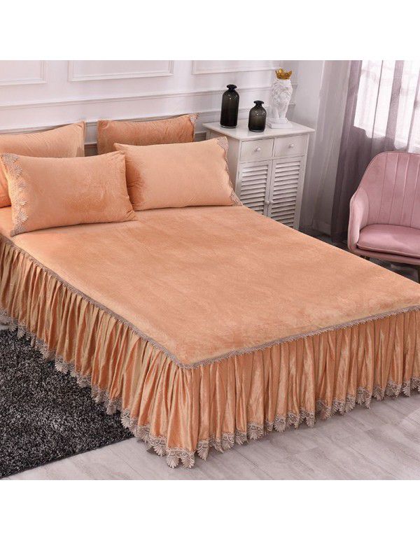 new crystal velvet bed skirt bedspread single piece coral velvet non slip bed group bedspread light luxury bedspread in winter 