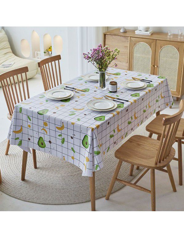 Simple dining table cloth, waterproof, oil proof, hot proof, wash free pvc household tea table cloth, rectangular student ins desk mat