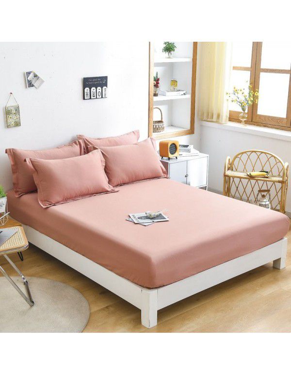 Cotton fitted sheet the sheet is delicate, soft, moisture absorbing and breathable, solid color single, double machine washable, full package of 60 thread count cotton fitted sheet 