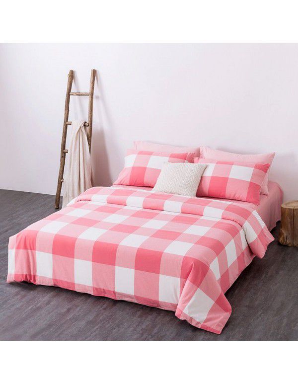 All cotton non printing washed cotton four piece set good quality pure cotton quilt cover sheet fitted sheet Home Stay Hotel Japanese bedding 