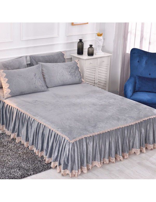 new crystal velvet bed skirt bedspread single piece coral velvet non slip bed group bedspread light luxury bedspread in winter 