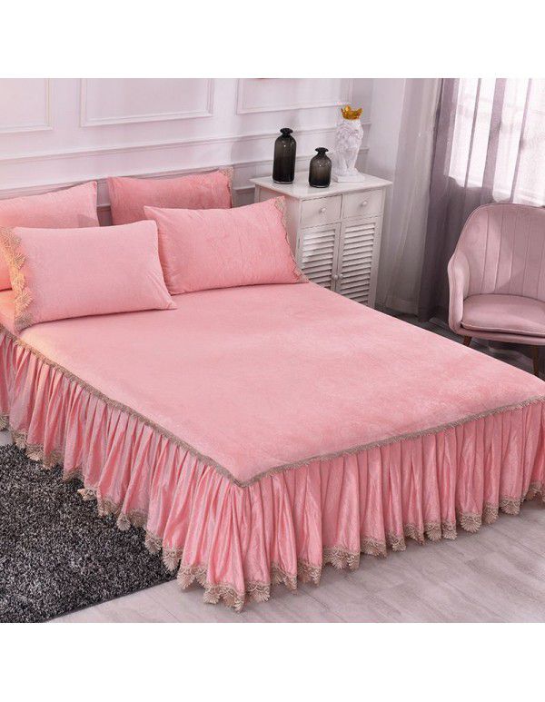 new crystal velvet bed skirt bedspread single piece coral velvet non slip bed group bedspread light luxury bedspread in winter 