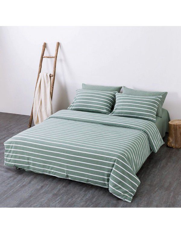 All cotton non printing washed cotton four piece set good quality pure cotton quilt cover sheet fitted sheet Home Stay Hotel Japanese bedding 