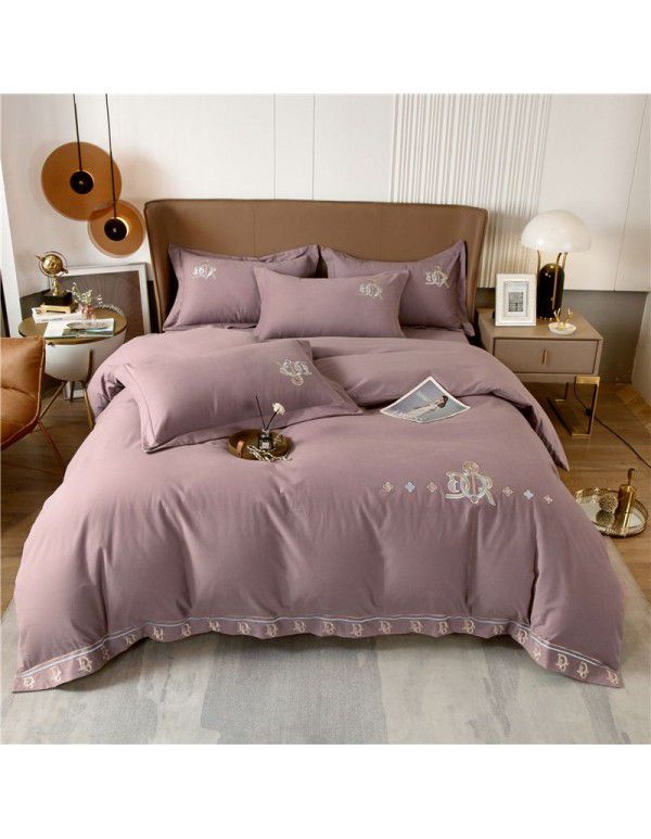 80 thread count cotton thickened frosted four piece set 100 quilt cover bedding sheet fitted sheet autumn and winter set group purchase 
