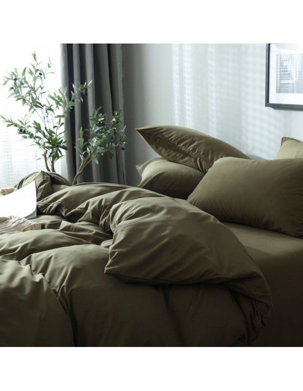 South Asia Singapore fitted sheet three piece set cross-border self-designed solid color bedding candy long pillow case 
