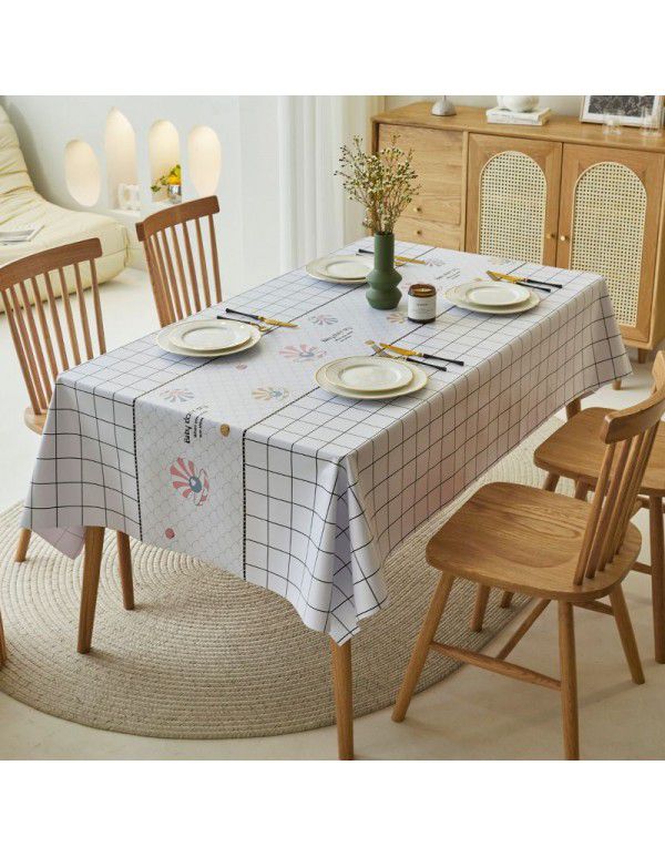 Simple dining table cloth, waterproof, oil proof, hot proof, wash free pvc household tea table cloth, rectangular student ins desk mat