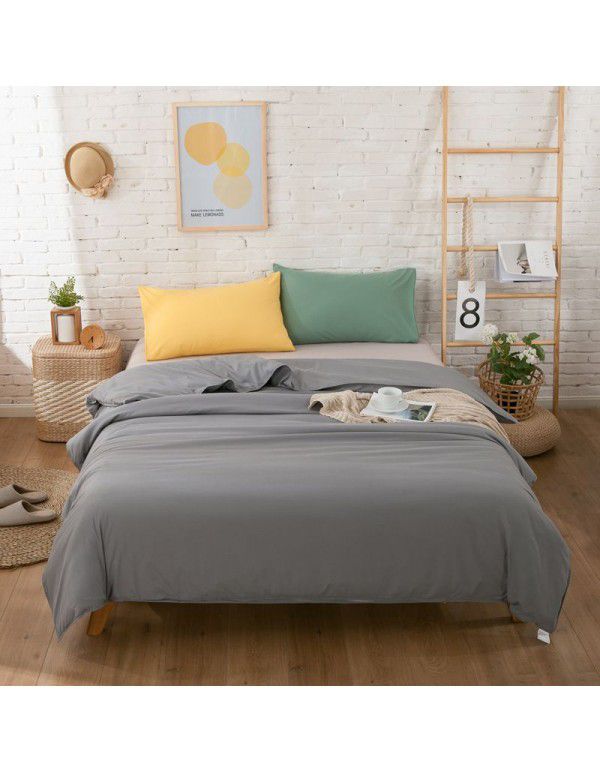 Simple bedding home textile New Nordic mix and match solid color super soft cotton fitted sheet four piece set bed sheet three piece set 