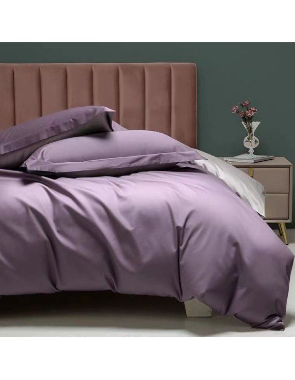 Class A European Luxury Spring and Autumn 100 Thread Count Xinjiang Long staple Cotton Satin 4-Piece Set 100 Flat Sheet and Quilt Cover 4