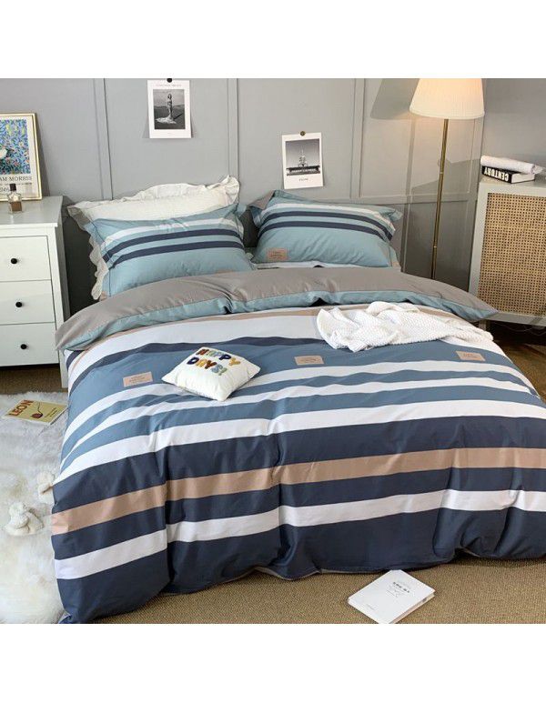 All season cotton fitted sheet Multi specification 4-piece set Reactive printing pastoral set 3-piece bedding
