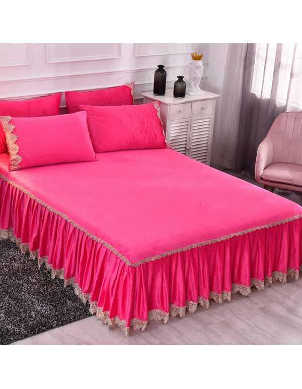 new crystal velvet bed skirt bedspread single piece coral velvet non slip bed group bedspread light luxury bedspread in winter 