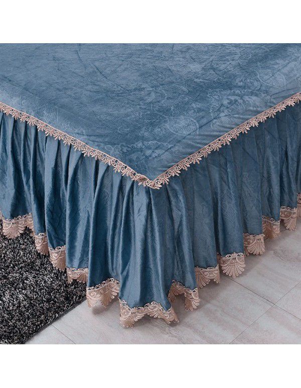 new crystal velvet bed skirt bedspread single piece coral velvet non slip bed group bedspread light luxury bedspread in winter 