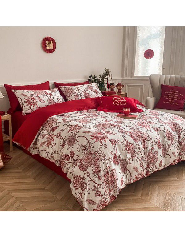 The manufacturer directly supplies 60 pieces of ground wool four piece sets of light luxury embroidered quilt sets, sheets, fitted sheets and four seasons bedding wholesale 