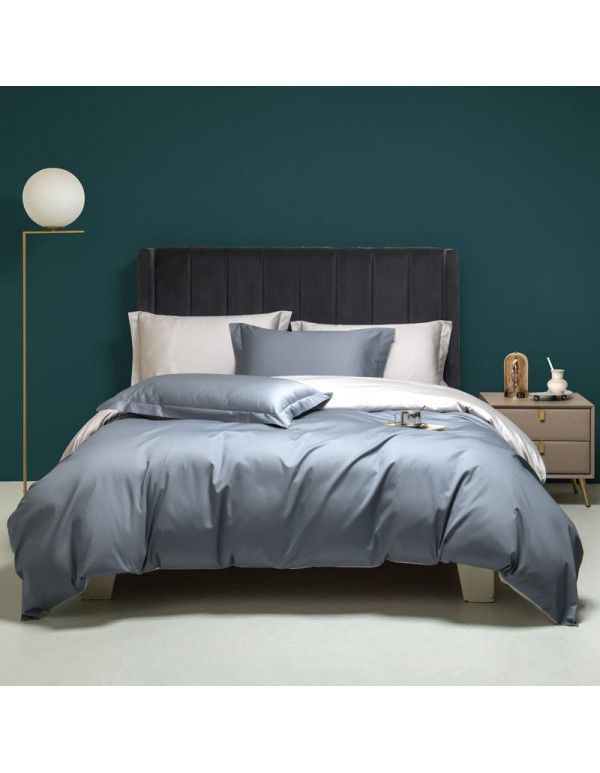 Class A European Luxury Spring and Autumn 100 Thread Count Xinjiang Long staple Cotton Satin 4-Piece Set 100 Flat Sheet and Quilt Cover 4