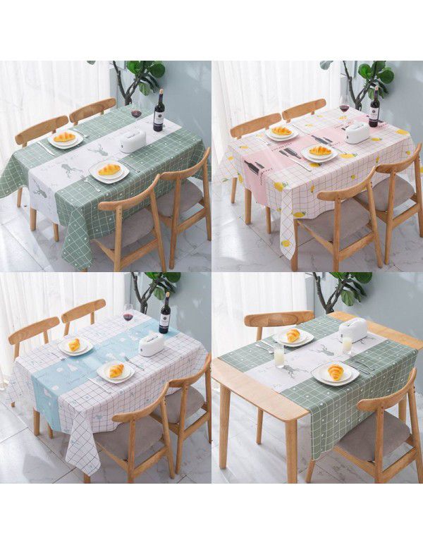 Nordic tablecloth household waterproof oil proof disposable PVC net red tablecloth desk ins student tea table mat t 