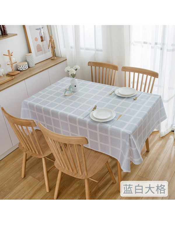 PEVA Nordic style black-and-white Plaid tablecloth waterproof, oil-proof and wash free tablecloth ins waterproof tea table cloth wholesale 