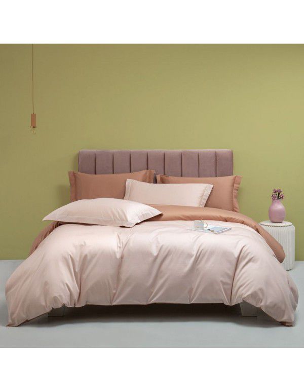 Class A European Luxury Spring and Autumn 100 Thread Count Xinjiang Long staple Cotton Satin 4-Piece Set 100 Flat Sheet and Quilt Cover 4