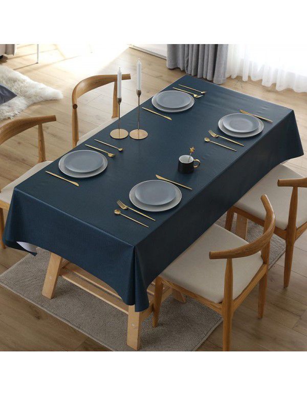 Simple dining table cloth, waterproof, oil proof, hot proof, wash free pvc household tea table cloth, rectangular student ins desk mat