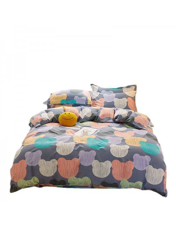 Cotton four piece set high quality ground wool cotton four piece set bedding sheet quilt cover 1.8 double bed four piece set 