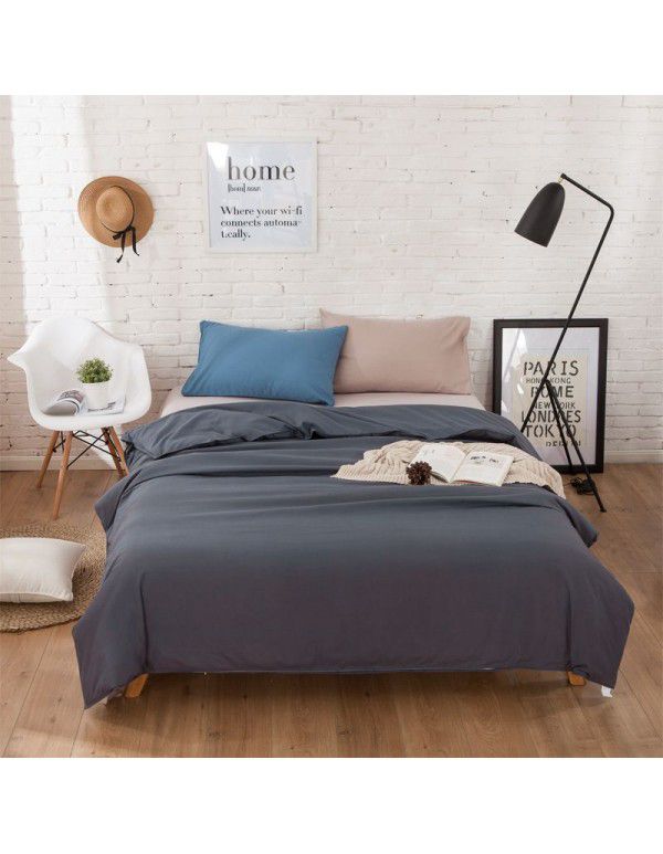 Simple bedding home textile New Nordic mix and match solid color super soft cotton fitted sheet four piece set bed sheet three piece set 