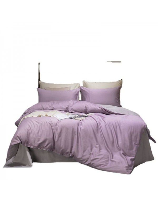 Nordic Wind Network Red 60 Thread Count Satin ins 4-Piece Full Cotton Fitted Sheet Sheet Cover Bedding