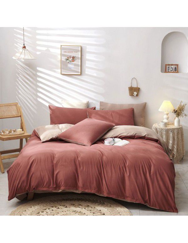 Manufacturer Nordic network red super soft four piece dormitory bedding single quilt cover student home textile three piece set 4