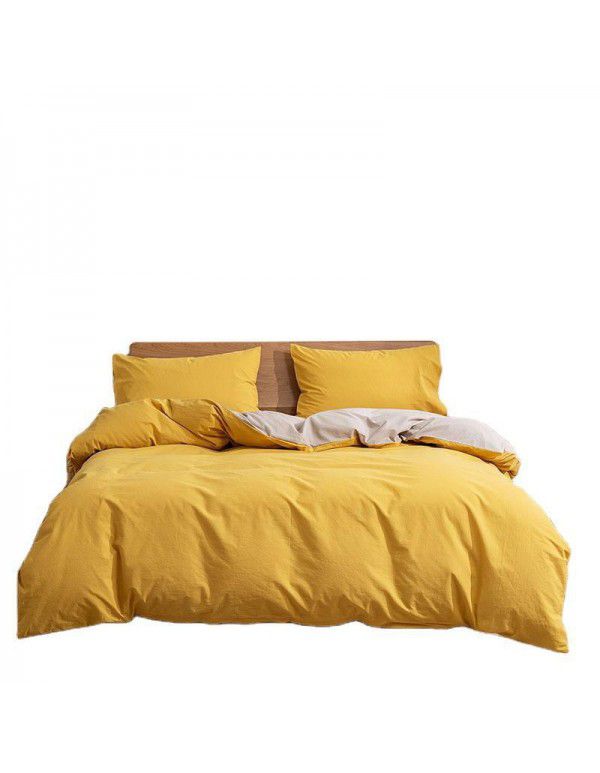 Washable cotton cotton four piece set pure cotton 100 sheet quilt cover fitted sheet bedding three 4 Piece Bedding Set 