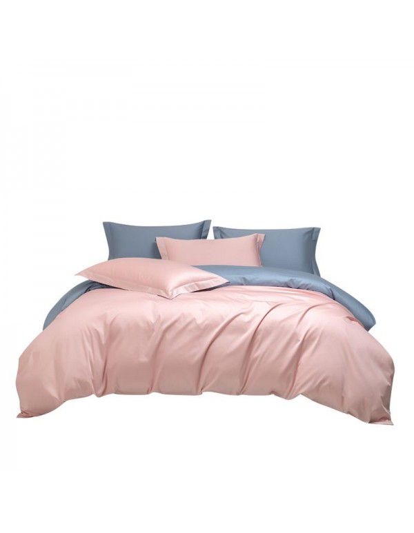 Class A European Luxury Spring and Autumn 100 Thread Count Xinjiang Long staple Cotton Satin 4-Piece Set 100 Flat Sheet and Quilt Cover 4