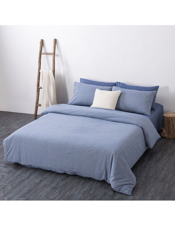 All cotton non printing washed cotton four piece set good quality pure cotton quilt cover sheet fitted sheet Home Stay Hotel Japanese bedding 