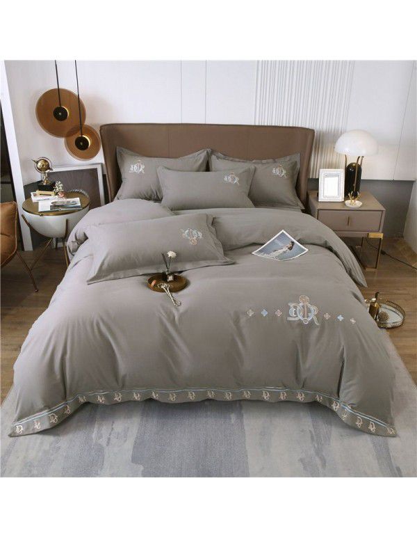 80 thread count cotton thickened frosted four piece set 100 quilt cover bedding sheet fitted sheet autumn and winter set group purchase 