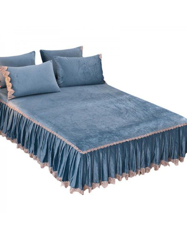 new crystal velvet bed skirt bedspread single piece coral velvet non slip bed group bedspread light luxury bedspread in winter 