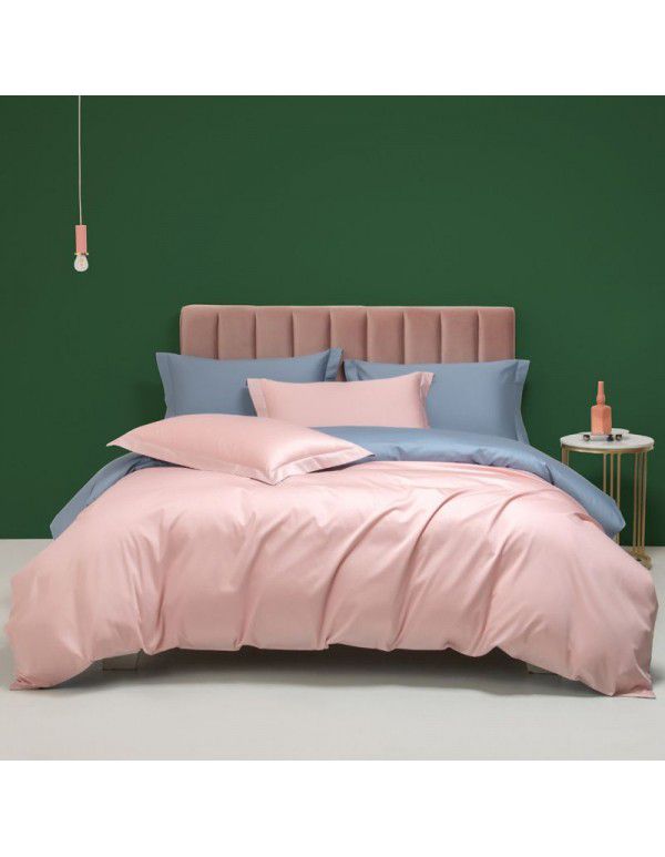Class A European Luxury Spring and Autumn 100 Thread Count Xinjiang Long staple Cotton Satin 4-Piece Set 100 Flat Sheet and Quilt Cover 4
