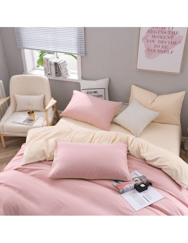 Manufacturer Nordic network red super soft four piece dormitory bedding single quilt cover student home textile three piece set 4