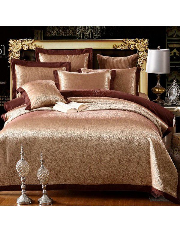 Cotton four piece set of court jacquard embroidered Satin four piece set of European luxury wedding bedding group purchase manufacturer direct supply 