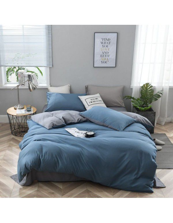 Cross border Amazon European size self-designed solid color bedding quilt cover three piece set 