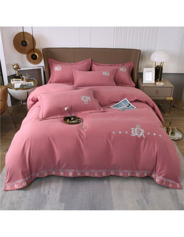 80 thread count cotton thickened frosted four piece set 100 quilt cover bedding sheet fitted sheet autumn and winter set group purchase 