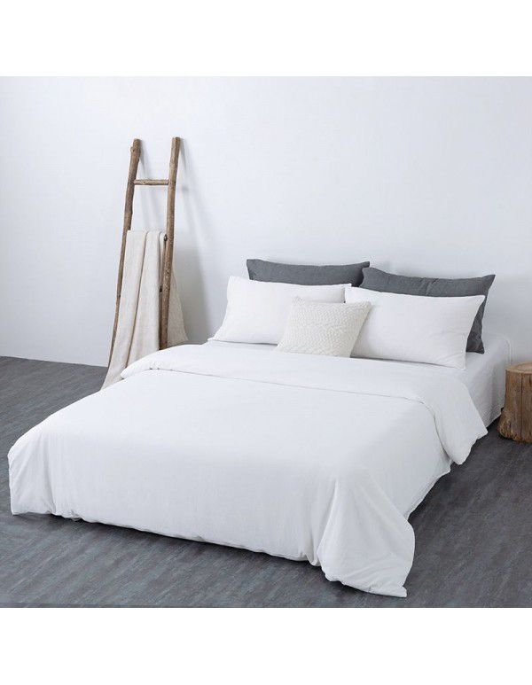 All cotton non printing washed cotton four piece set good quality pure cotton quilt cover sheet fitted sheet Home Stay Hotel Japanese bedding 