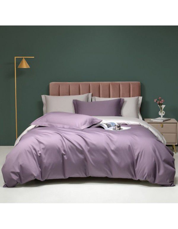 Class A European Luxury Spring and Autumn 100 Thread Count Xinjiang Long staple Cotton Satin 4-Piece Set 100 Flat Sheet and Quilt Cover 4