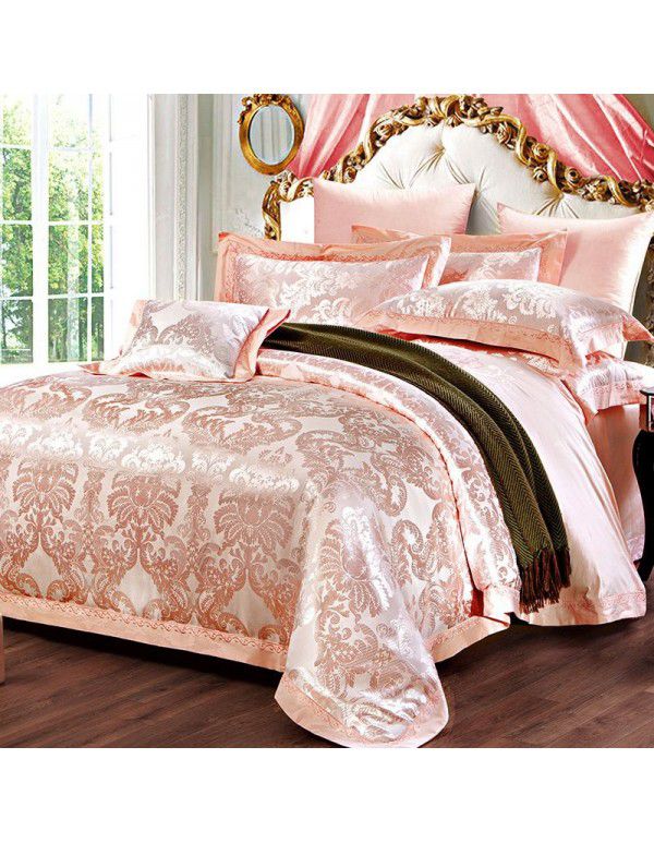 Cotton four piece set of court jacquard embroidered Satin four piece set of European luxury wedding bedding group purchase manufacturer direct supply 