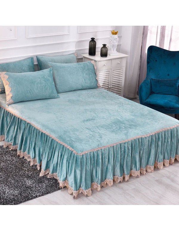 new crystal velvet bed skirt bedspread single piece coral velvet non slip bed group bedspread light luxury bedspread in winter 