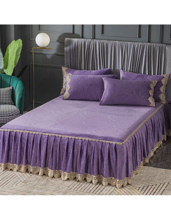 new crystal velvet bed skirt bedspread single piece coral velvet non slip bed group bedspread light luxury bedspread in winter 