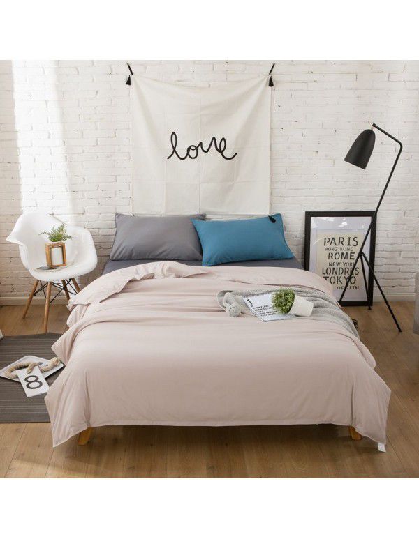 Simple bedding home textile New Nordic mix and match solid color super soft cotton fitted sheet four piece set bed sheet three piece set 
