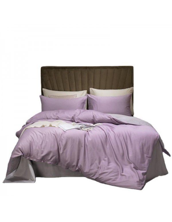 Four piece bed sheet set all cotton pure cotton summer pure color very simple modern wind bed 1.5m summer four piece set 