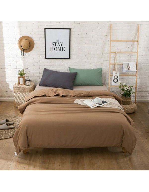 Simple bedding home textile New Nordic mix and match solid color super soft cotton fitted sheet four piece set bed sheet three piece set 