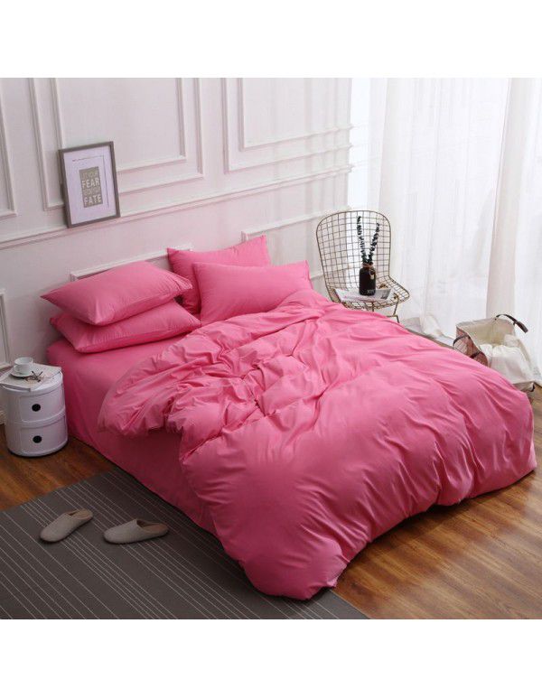 Manufacturer direct selling autumn and winter New Nordic bedding four piece set purple home textile quilt cover solid color student three piece set 