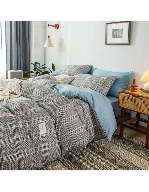 The manufacturer directly sells solid color double combed pure cotton four piece cover, skin friendly soft bed sheet, quilt cover and three piece bedding 