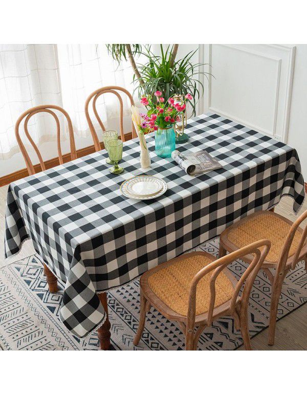 Tablecloth ins modern simple waterproof table table table cloth cotton linen cloth art small fresh lattice tablecloth spot wholesale 