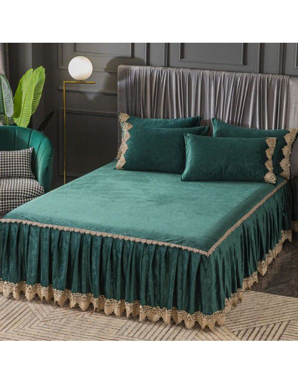 new crystal velvet bed skirt bedspread single piece coral velvet non slip bed group bedspread light luxury bedspread in winter 