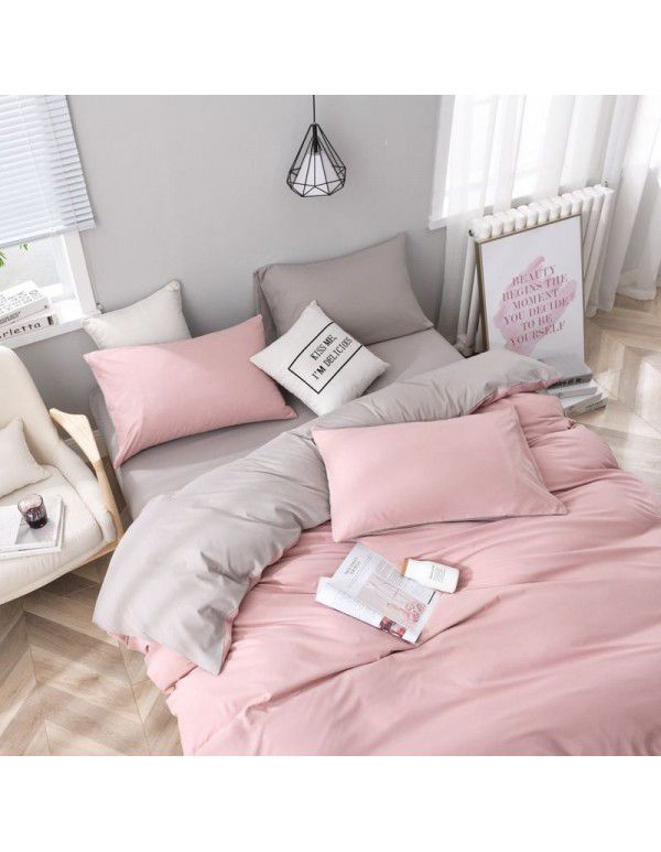 South Asia Singapore fitted sheet three piece set cross-border self-designed solid color bedding candy long pillow case 