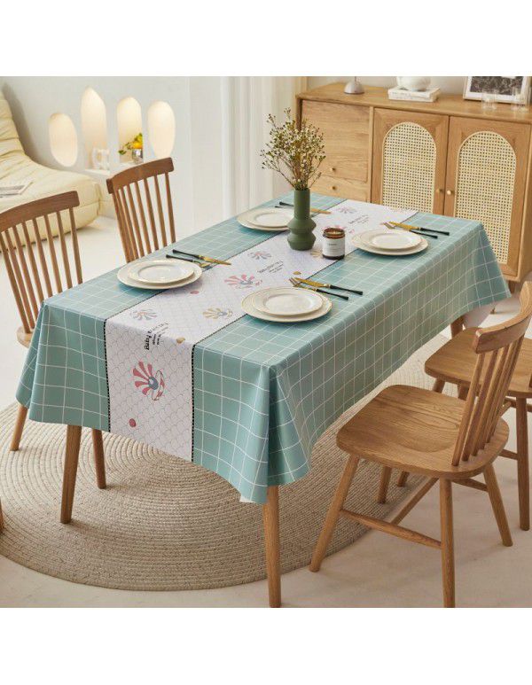 Simple dining table cloth, waterproof, oil proof, hot proof, wash free pvc household tea table cloth, rectangular student ins desk mat