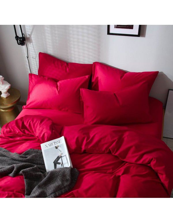 South Asia Singapore fitted sheet three piece set cross-border self-designed solid color bedding candy long pillow case 